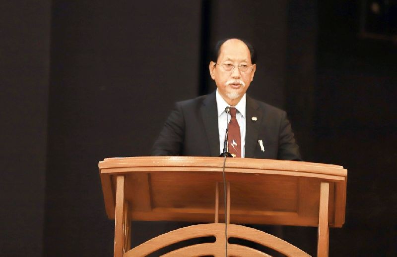 Nagaland Chief Minister, Neiphiu Rio addressing the consultative meeting held in Kohima on October 15. (DIPR Photo)